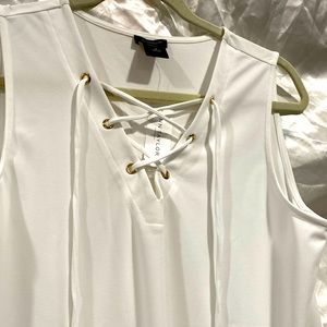 Brand new Ann Taylor lace up white top